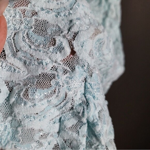 Y2k Fairy Lace Embroidered Textured Mini Lingerie Skater Dress Sz M Blue Icy - Picture 5 of 9